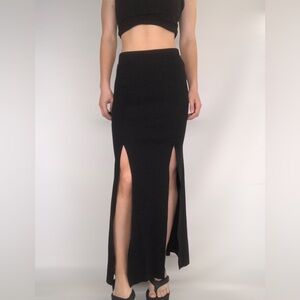 The RANGE MASS RIB‎ SLASHED MIDI SKIRT